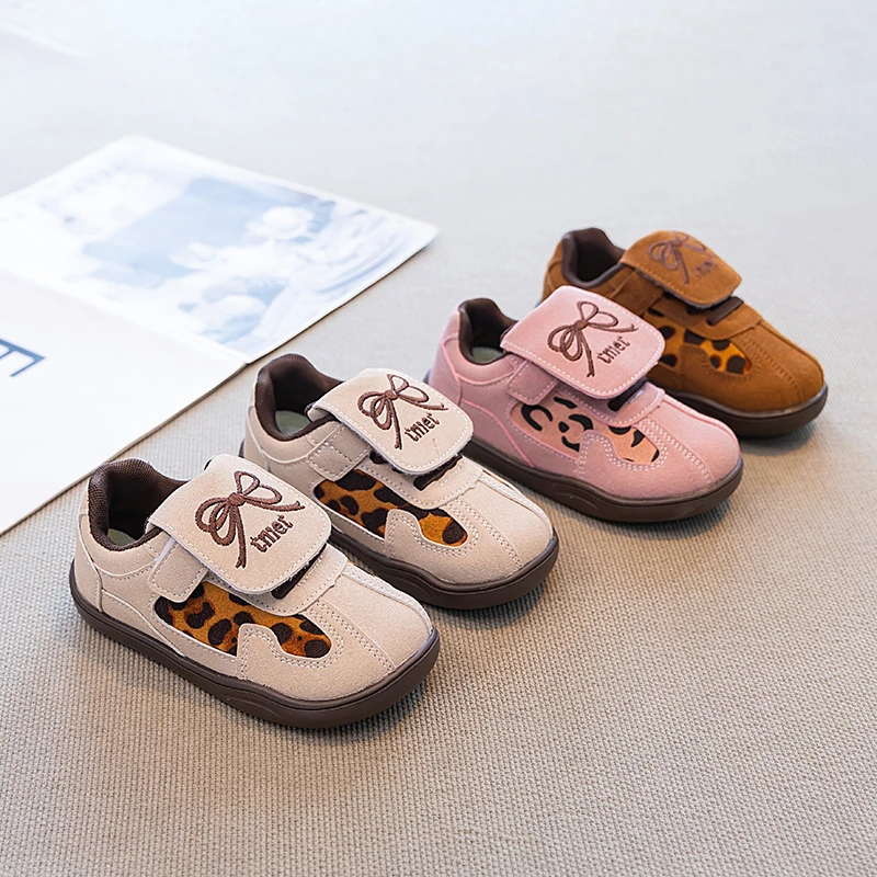 Girls Leopard Print Soft Sole Sneakers