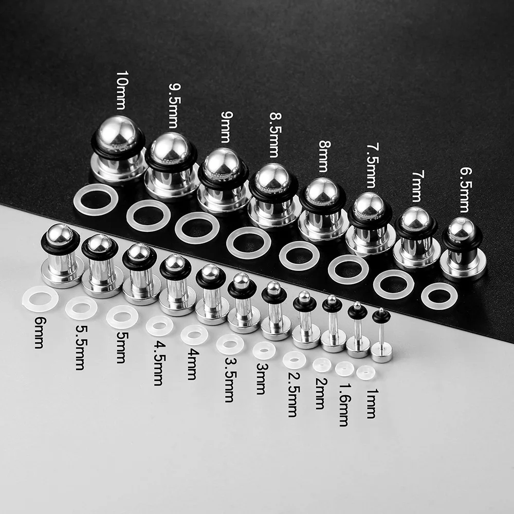 Casvort 2pcs kleine Größen grundlegende Ohr messer Tunnel Stecker Septum Bullet Keeper Piercing Körpers chmuck Expander Edelstahl – Detail 9