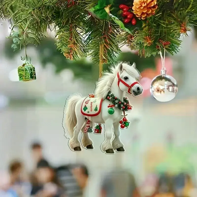 1/3Pcs Elegant Christmas Horse 2D Acrylic Decorations Hanging On Christmas Trees As Christmas Home Decorations Xmas Party Gifts