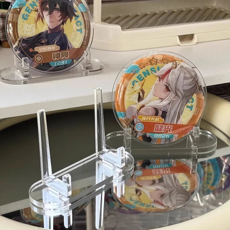 1Pc Simple HD Transparent Acrylic Badge Holder Japanese Anime Game Card Brick Photocard Postcard Display Stand Desk Decoration