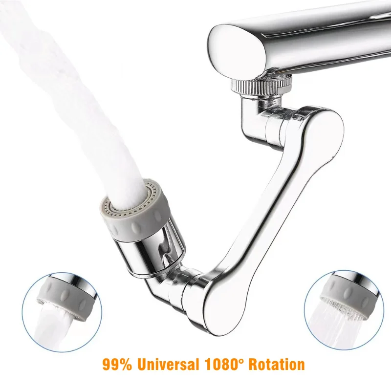 1080° Swivel Faucet Aerator Splash Dual Mode Kitchen Tap Extend Water Nozzle Faucet 22/24mm Adaptor Faucet Bubbler Robotic Arm