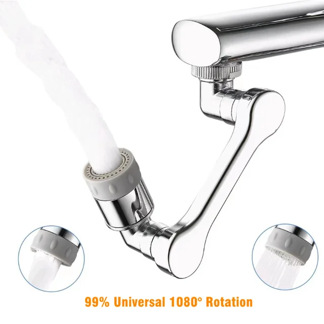1080° Swivel Faucet Aerator Splash Dual Mode Kitchen Tap Extend Water Nozzle Faucet 22/24mm Adaptor Faucet Bubbler Robotic Arm 1