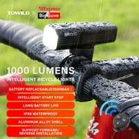 TOWILD Bicycle Light 1000LM 3500mAh Battery Replaceable Smart Front Bike Light IPX6 Flashlight MTB Cycling Highlight Headlights 1