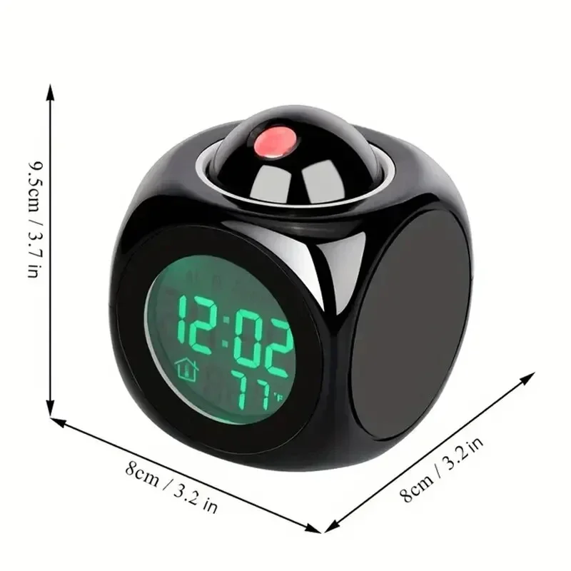 Sveglia a proiezione Display a soffitto Snooze Orologio da tavolo da scrivania Orologio a proiezione digitale multifunzione vocale Display della temperatura - immagine 6