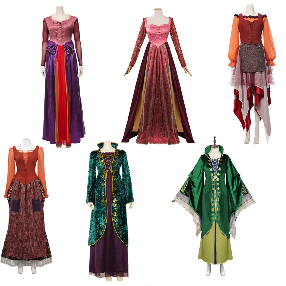 

Winifred Sanderson Mary Sanderson Sarah Sanderson Cosplay Costume Women Dress Fantasia Outfits Halloween Carnival Roleplay Suit