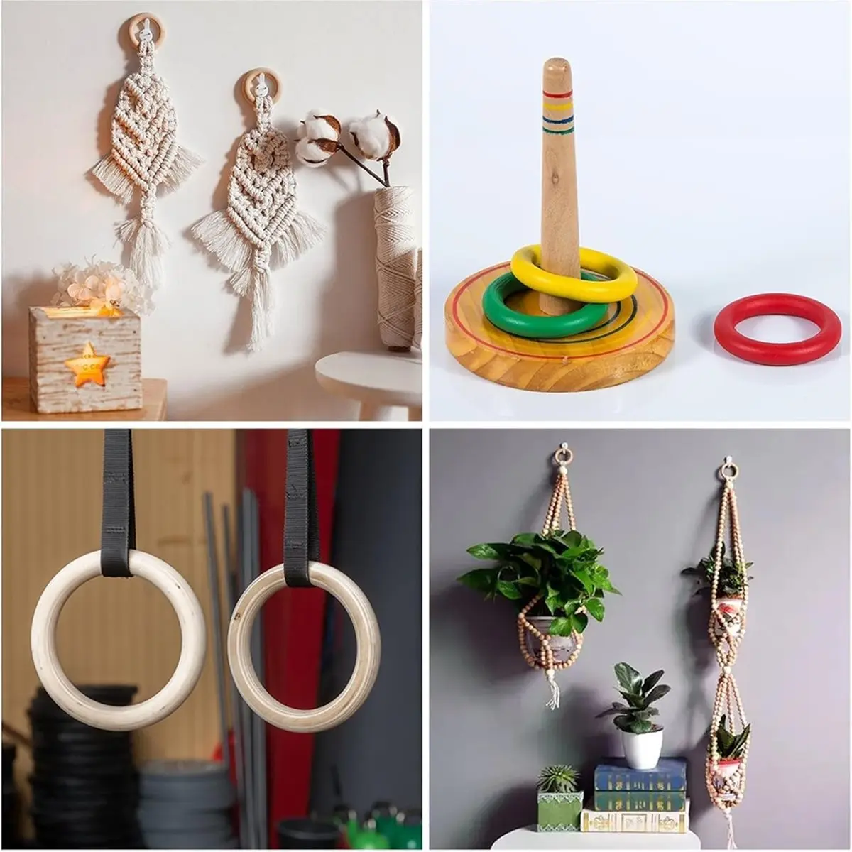 A10R 미완성 나무 링, 공예용 75mm 천연 원목 링, DIY 마크라메 및 쥬얼리용 20개