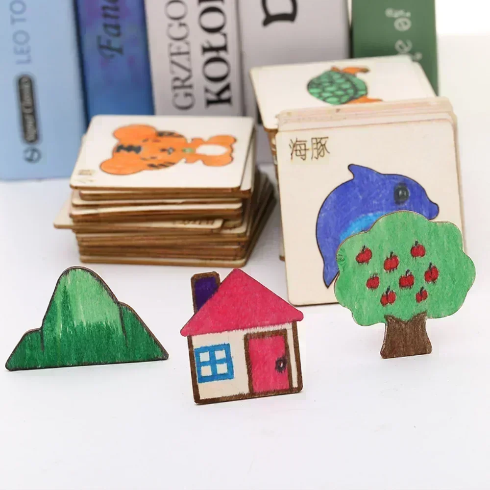 20pcs Montessori Kids Drawing Toys Wooden DIY Painting Stencils Template Craft Toys Puzzle Educational Toys for Children Gifts 6