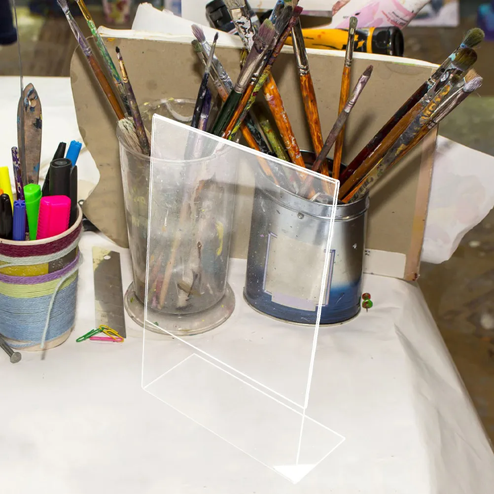 2Pcs 아크릴 사인 홀더 결제 코드용 L자형 투명 메뉴 스탠드 테이블 번호 표시 교실 사무실 이벤트 데스크탑