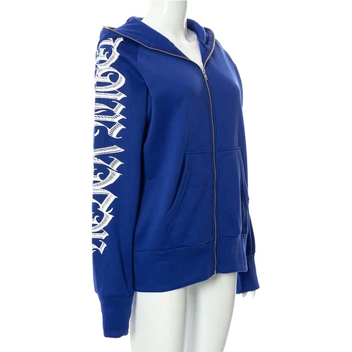 남녀공용 펑크 고딕 문자 프린트 후디, 풀 지퍼 후드 재킷, Y2k, Sudaderas Hombre, 신제품 5