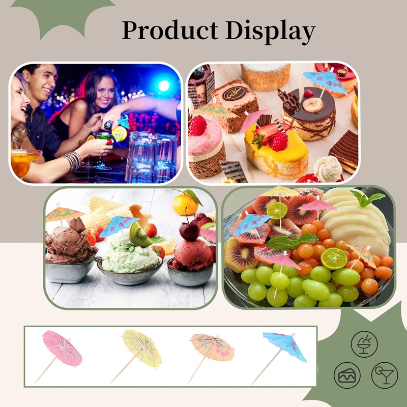 144Pcs Cocktail Umbrella For Drink&Food, Decorative Toothpicks For Party,Hotel, Restaurant,Tiki Bar,Hawaiian Party
