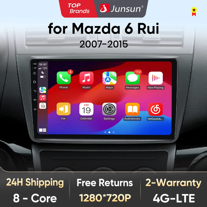 Junsun V1 AI Voice Wireless CarPlay Android Auto Radio for Mazda 6 GH 4G Car Multimedia GPS 2din autoradio