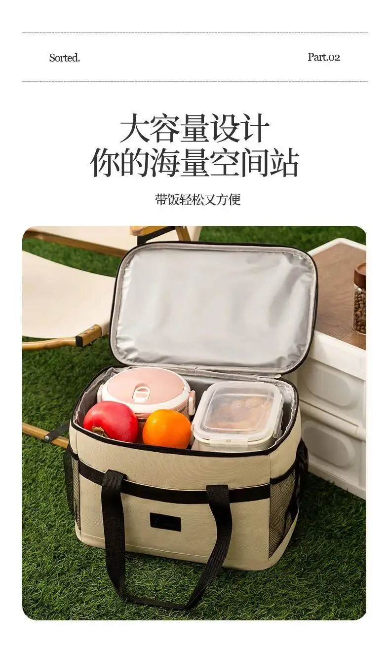Picknick-Kühler, Bento-Eisbeutel, isolierte Box für Camping, zum Verkauf, Outdoor-Picknick-Tasche, Lunchbox-Tasche, Oxford-Stoffbeutel – Detail 5