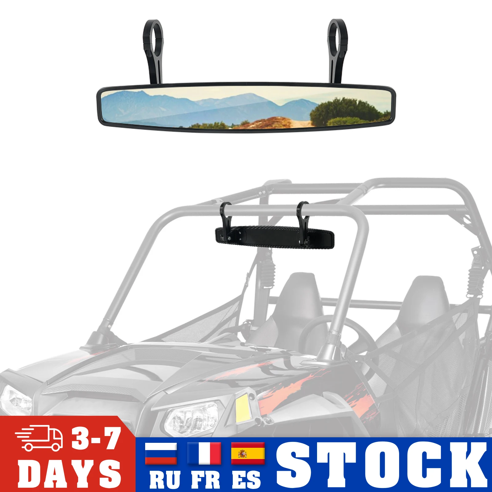 

15" Wide Rear View Racing Mirror for Polaris 4 XP 900 2012 170 2013 2015 RZR 4 800 2010-2014 900 2014-2015 Rearview Mirror UTV