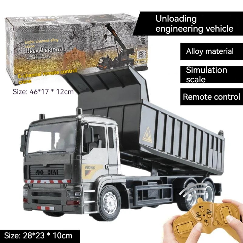 RC 합금 엔지니어링 차량 핸들 리모컨 덤프 트럭, 크레인 믹서, 굴삭기 리프트 트럭, 야외 장난감 생일 선물