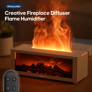Creative Fireplace Air Humidifier Waterless Auto-Off Aroma Essential Oil Diffuser with LED Light & Remote Control for Home Gift 1