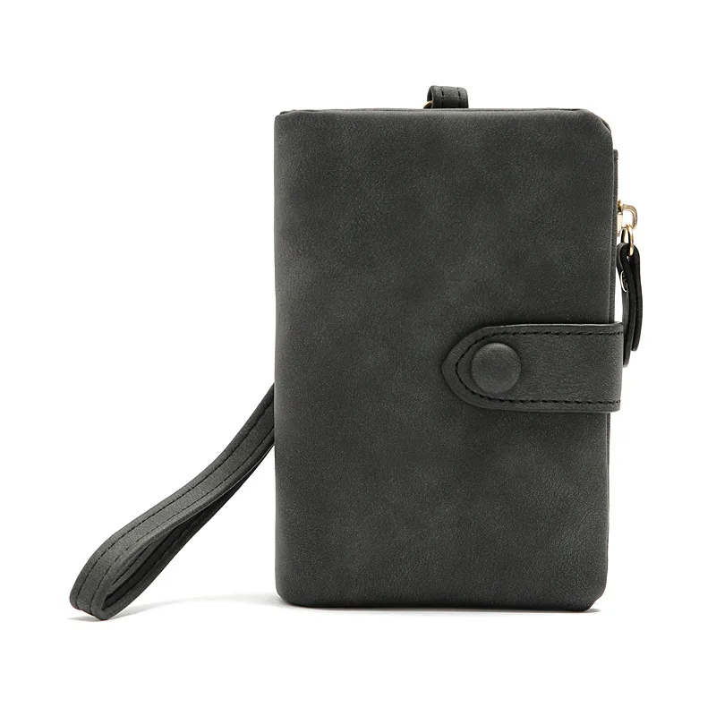 Dreifach gefaltete kurze Damen-Geldbörsen mit Münz-Reißverschlussfach, minimalistisch, mattiertes weiches Leder, Damen-Geldbörsen, weiblich, rosa, kleine Geldbörse_voghion.com