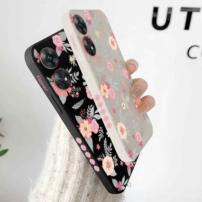 Vintage Showy Flowers Pattern Silicone Soft Shockproof Phone Case - Bumper Back Cover