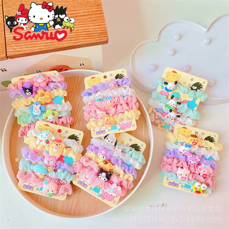 

Sanrio Melody Kuromi Hello Kitty Cinnamoroll Pochacco Japanese Hair Tie Rubber Band for Children Hair Loop Intestine Head Rope