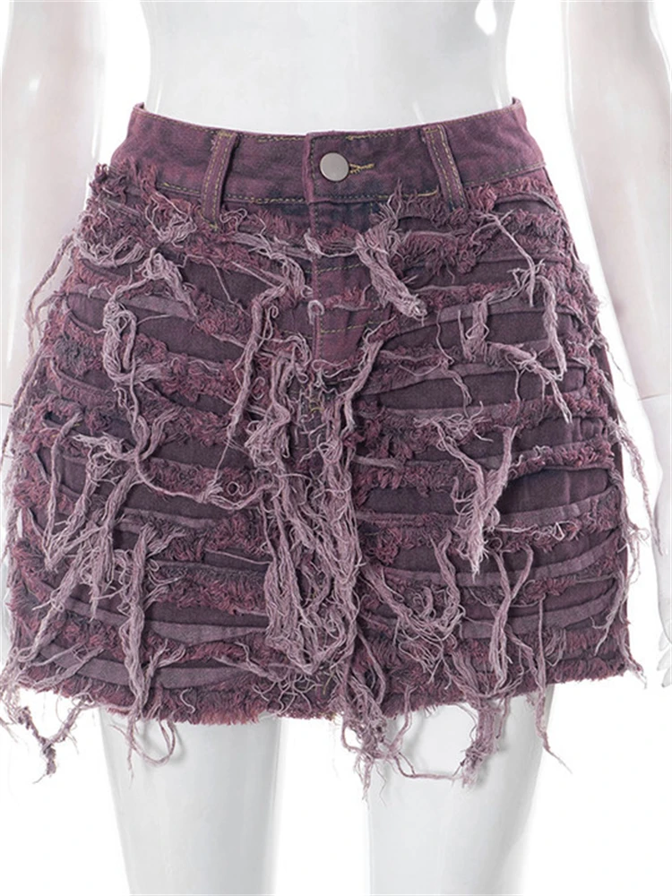 Kliou 여름 여성용 미니 스트리트 데님 청바지, W23J32234 소녀 힙스터 술, 울퉁불퉁한 올 매치 하의, 파티 클럽 복장