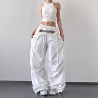 Women's Dance & Y2K Style Pants - Cross-layer Straps Design Casual Streetwear Trousers Wide Leg Cargo Pants for Hip Hop Dance - Image 3