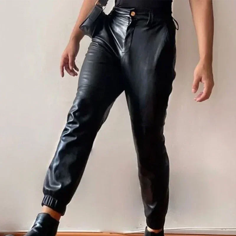 

Мужские черные матовые эластичные брюки-карандаш из искусственной кожи, мужские модные облегающие брюки из искусственной кожи с эластичным поясом и карманами, новинка, Лидер продаж 2024, на заказ