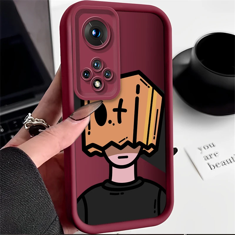 Cartoon Box Man Silicone Square Phone Case