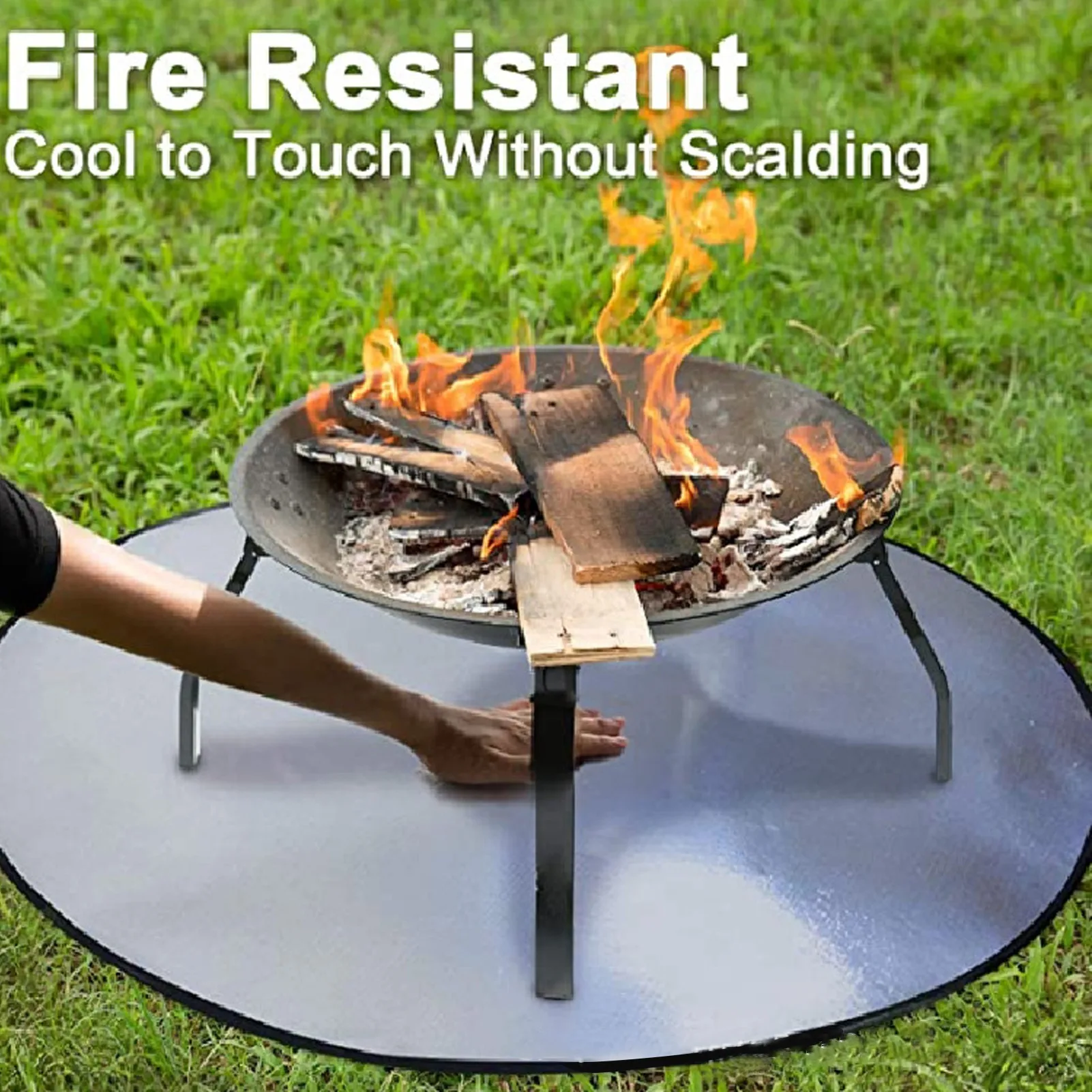 Square Fire Pit Mat Fireproof Grill Mat Lawn Protection 11inch For Home Barbecue Outdoor Patio Fireplace Stove Camping Party