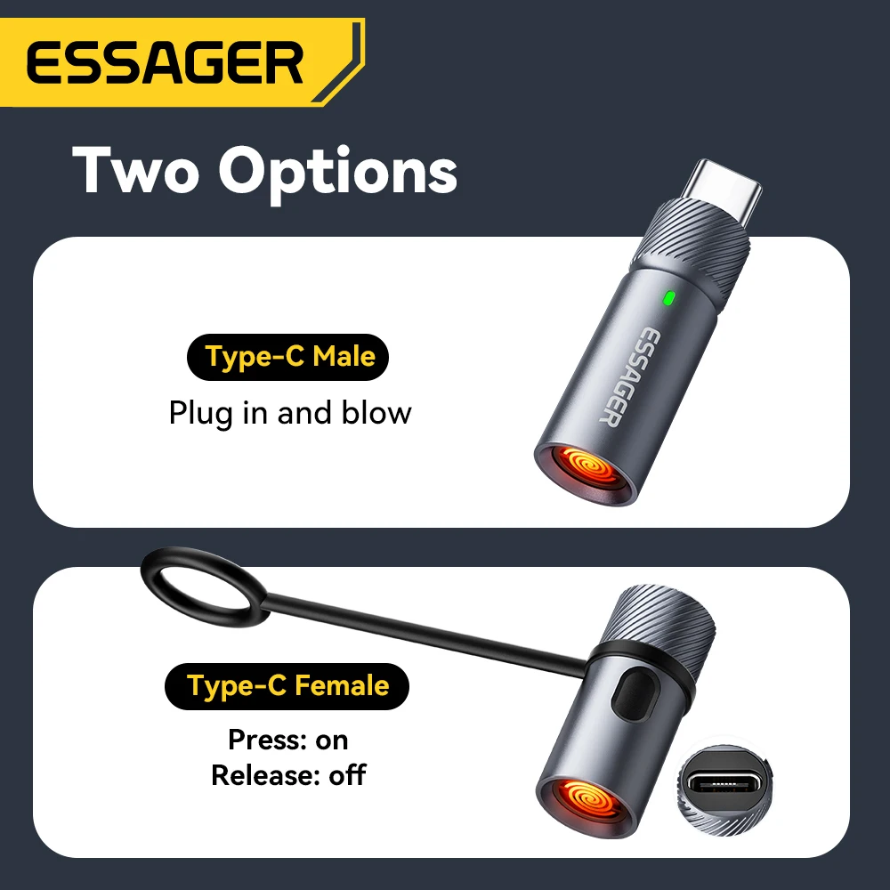 Essager TypeC Mini Cigarette Lighter Tungsten Wire Blowing Safety and Energy Saving Without Charging Can Be Carried On The Plane