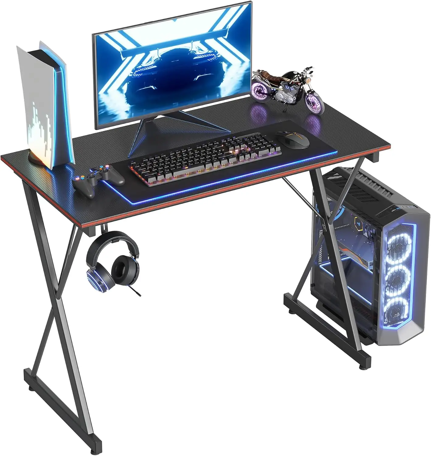 Office Desk，This  gamimg table is supported by a sturdy steel frame and features 2