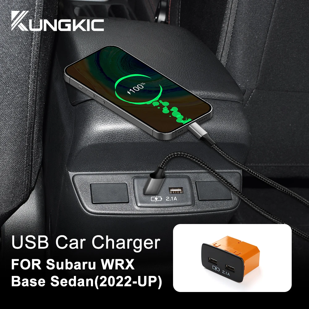 

USB-зарядное устройство для Subaru WRX 2022 2023 2024 базовый седан 12 В а адаптер питания розетка мобильный телефон зарядка RHD LHD с кабелем для передачи данных