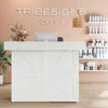 Reception Desk with Light, 55-Inch Front Desk with Cable Grommets, Modern Retail Counter Table for Salon, Lobby, Shop 3