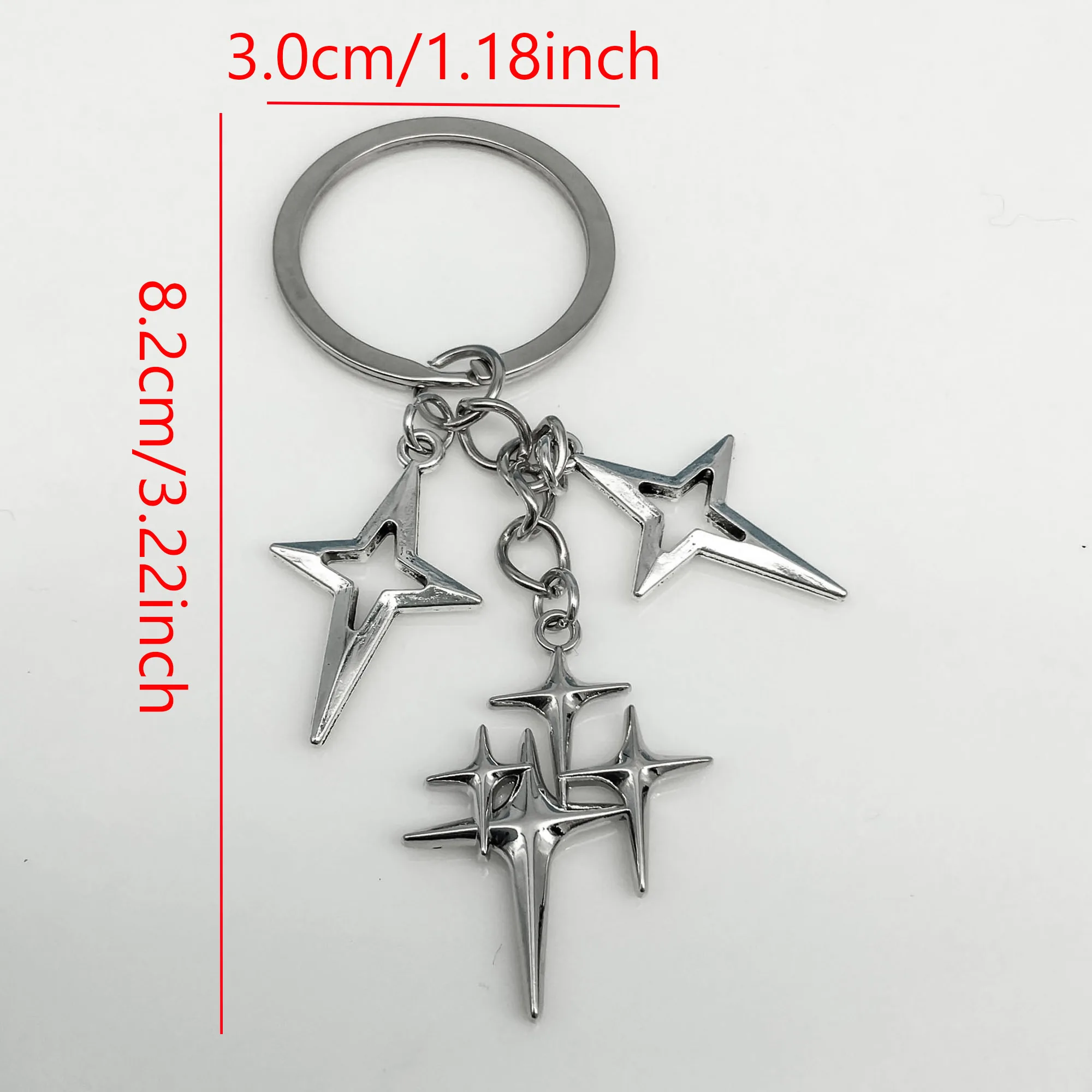 Y2K Four Pointed Star Keychain Punk Fashion Alloy Key Chain