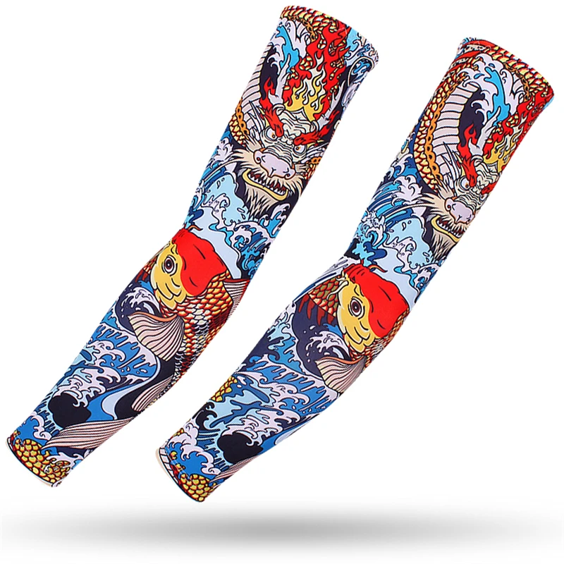 Arm Sleeves 1 pair Tattoo 3D Outdoor Bicycle UV Protection Running Cycling Sunscreen
