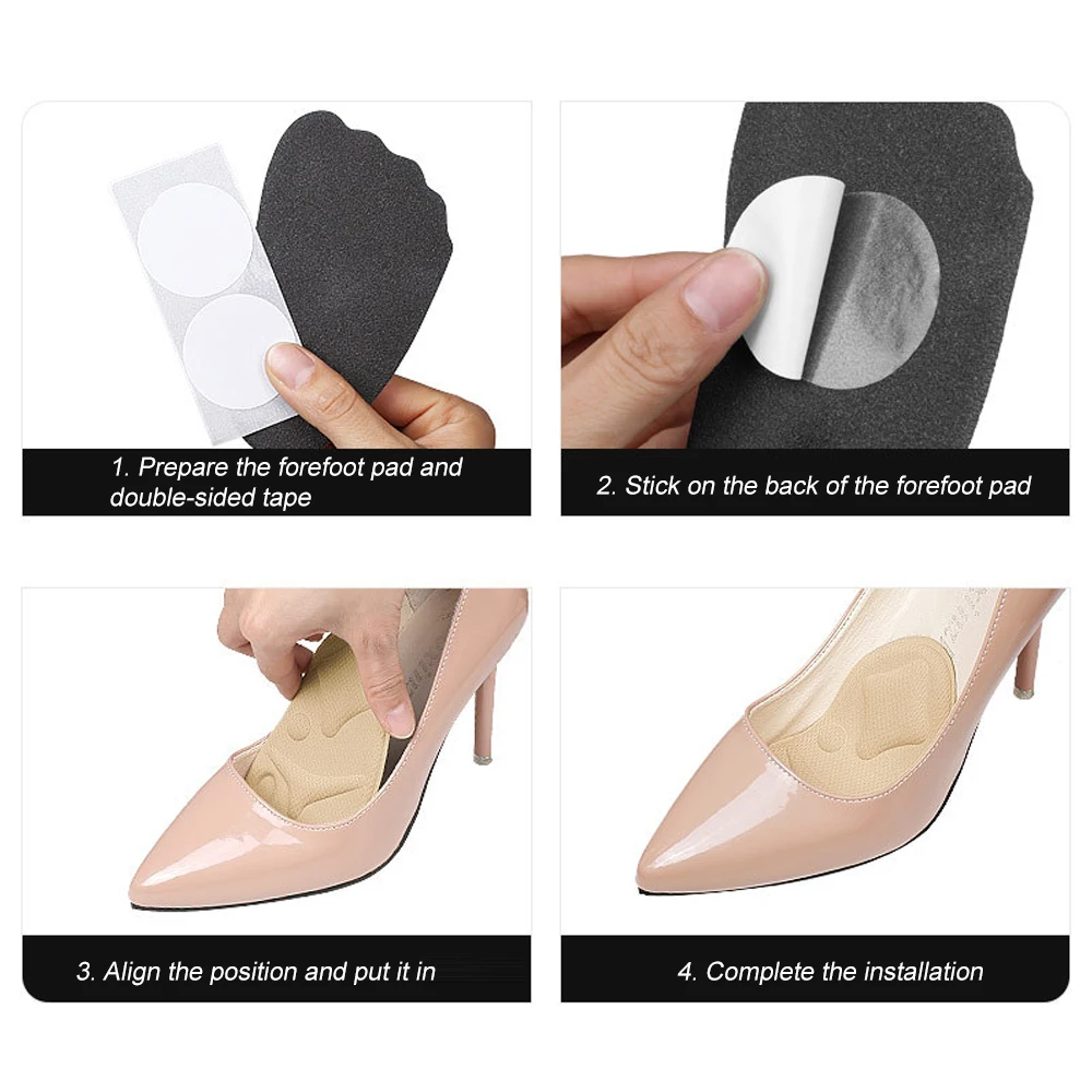 1Pair Women High Heel Forefoot Pad for Shoes Insert Half Insoles Plantar Fasciitis Pain Relief Foot Care Massaging Toe Pad