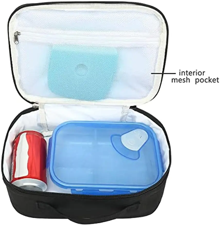 FlowFly Kids Lunch Box Insulated Soft Bag Mini Cooler Back To School Thermal Meal Tote Kit for Girls, Boys, Black