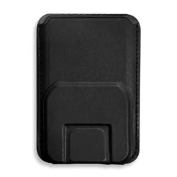 Magnetic Leather Wallet with Kickstand and Card Holder (Black)