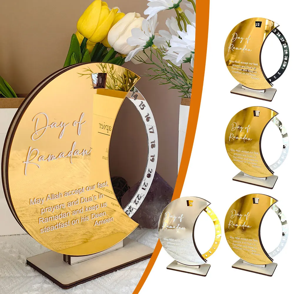 

Календарь Рамадан с обратным отсчетом, деревянный орнамент Eid Mubarak, женский, для дома, мусульманский дневной свет, декор AL Adha