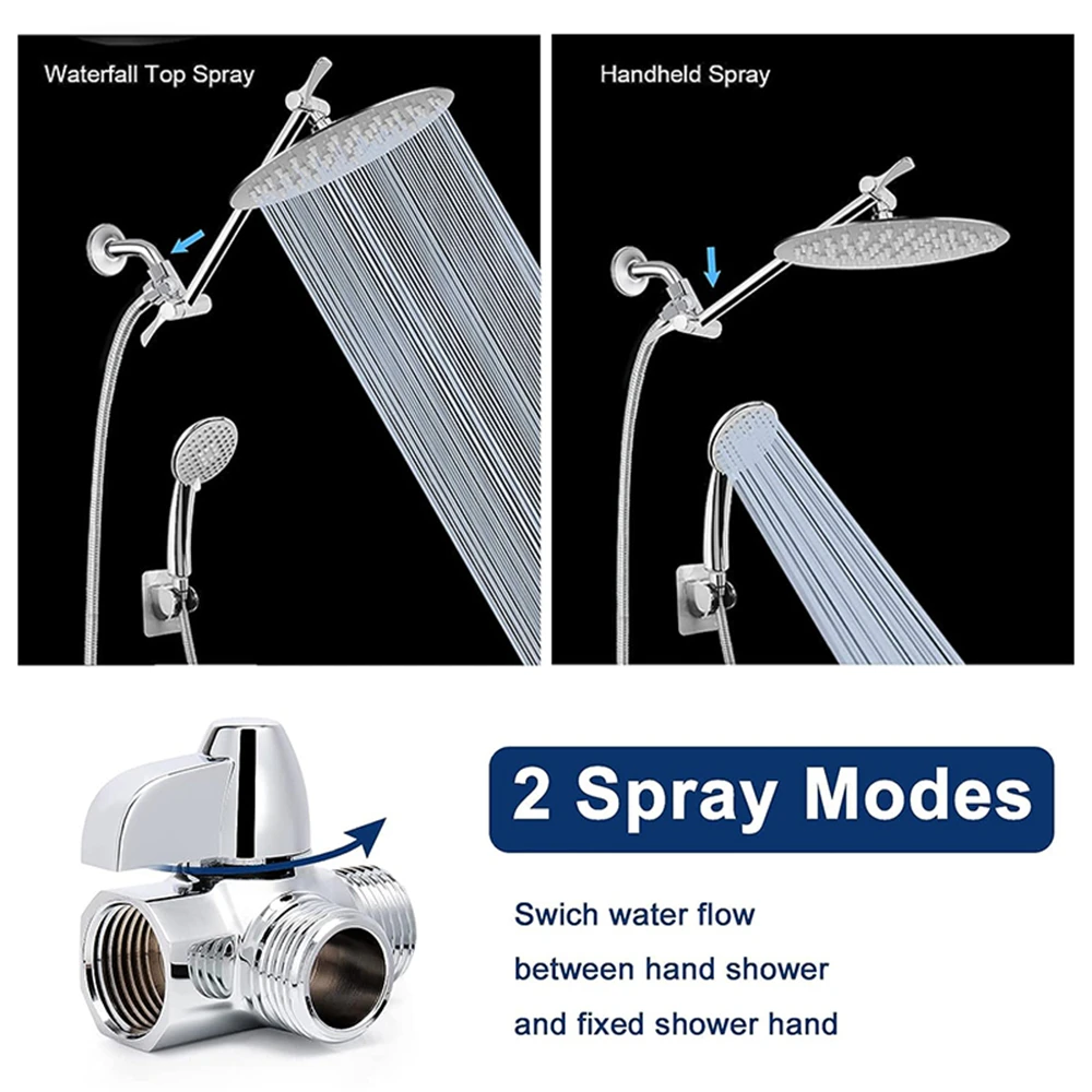 Shower Valve Brass 3-Way Diverter Valve for Handheld Shower Head Fixed Head Bathroom Accessories G1/2" Diverter