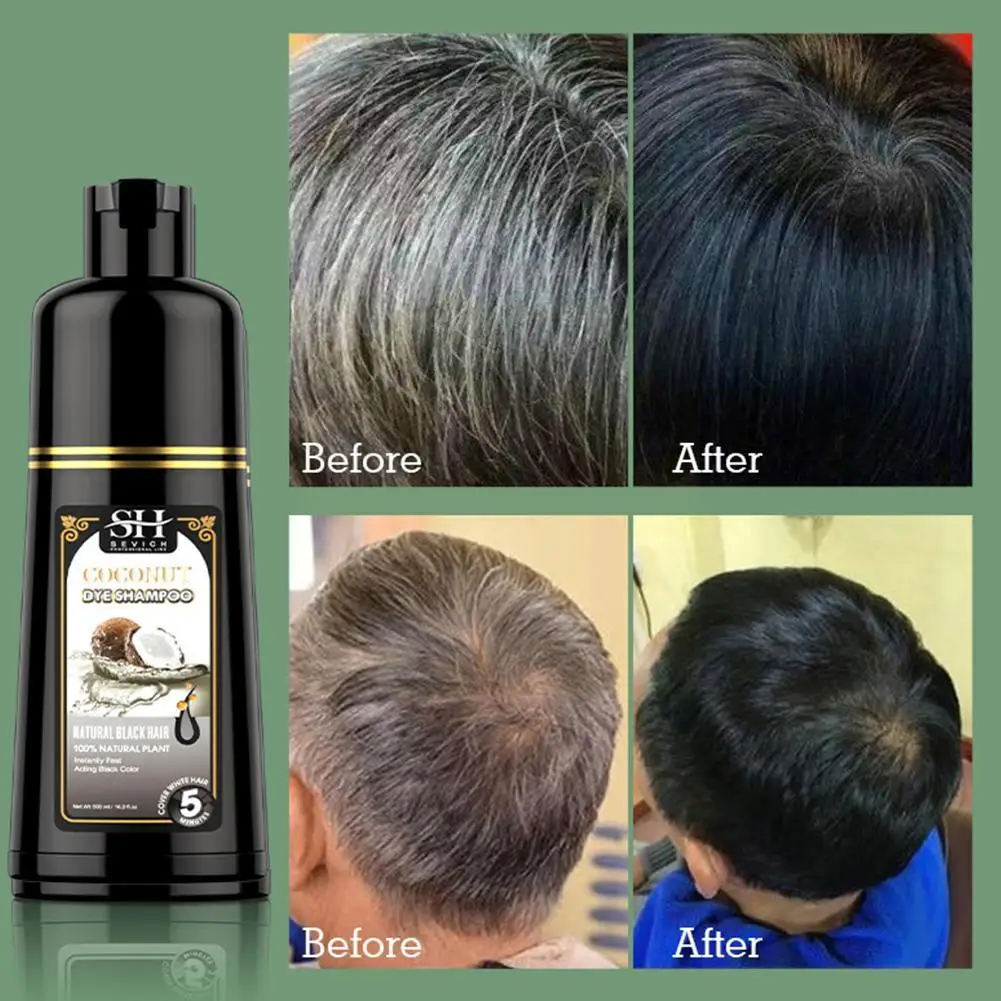 Natural Ginger Coconut Black Hair Dye Shampoo Coloring Gray Hair Fast Dyeing Black Long Lasting Permanent hair dye shampoo