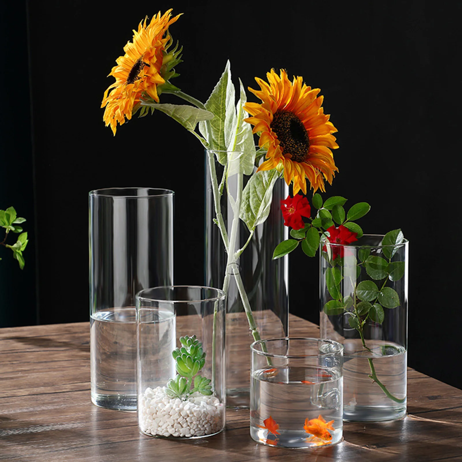 Glaszylinder vasen Glas hydro ponik vase transparente Glasvase Kerzenhalter klare Blumenvase für Tische Hochzeits dekor