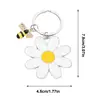Cute White Daisy Keychain Enamel Crystal Bee Metal Keychains Pendant Purse Bag Decoration Women Girls Flower Charm Accessories 6