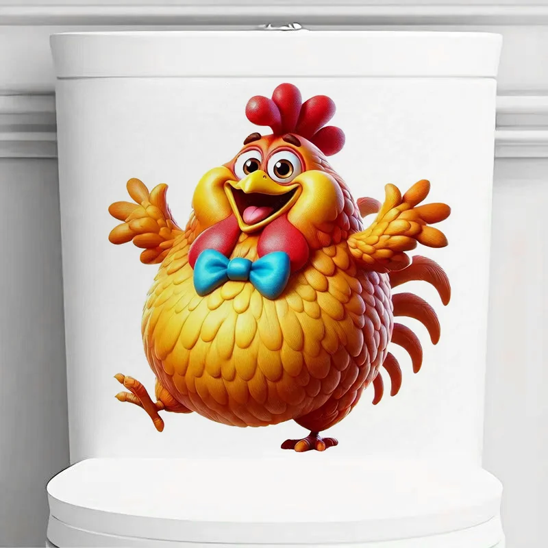 QT618# Adorable Chicken Wall Stickers Toilet Seat Stickers Bedroom Entrance Living Room Porch Home Decoration Wall Stickers
