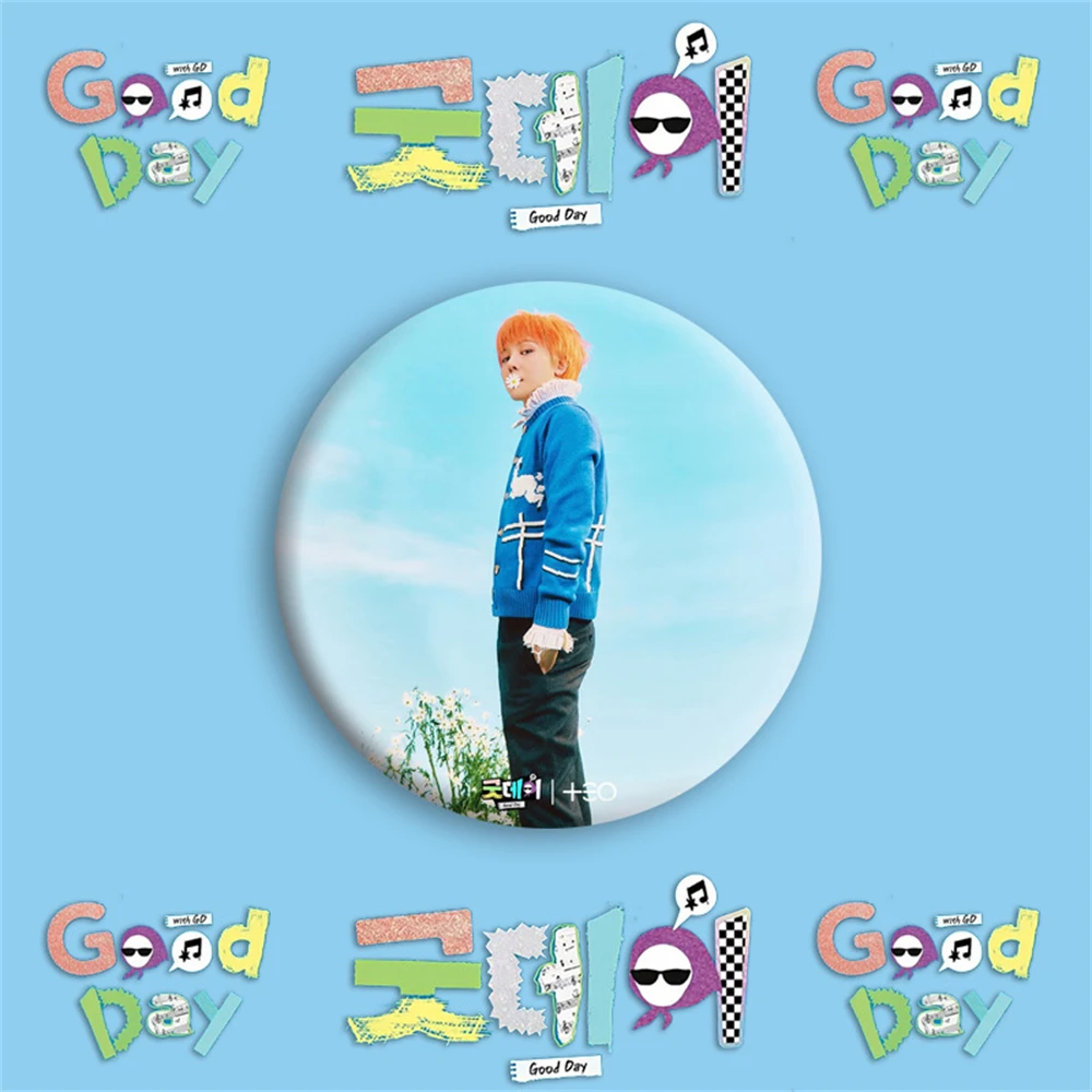 KPOP BIGBANG G-Dragon Round Badge Brooch GD GOOD DAY Photo