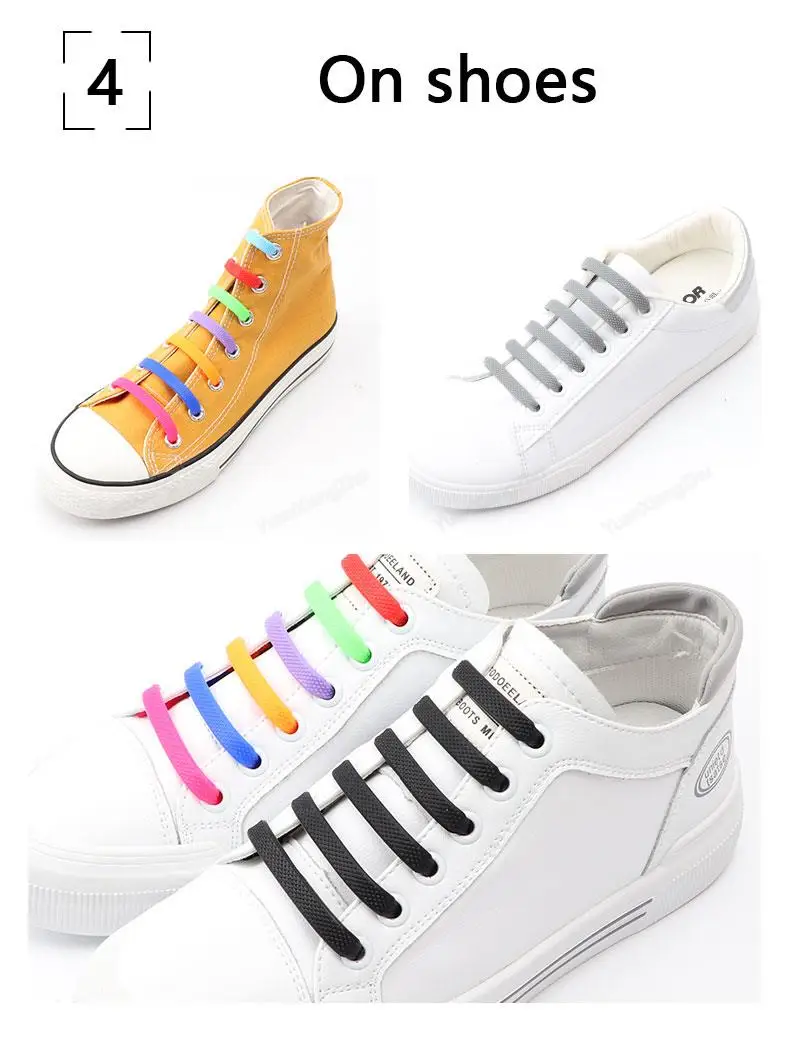 16 Stück Silikon-Schnürsenkel für Schuhe, keine Krawatte, elastische Schnürsenkel, Turnschuhe, Kinder und Erwachsene, Gummi-Schnürsenkel, Einheitsgröße, passend für alle Schuhe – Detail 18
