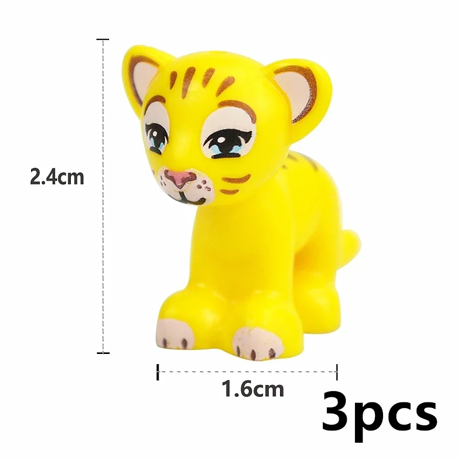 Bloques de construcción de animales MOC, escena de partículas pequeñas, tigre, oveja, pato, caballo, ballenas, modelo educativo, zoológico, regalo ensamblado, ladrillos de juguete DIY