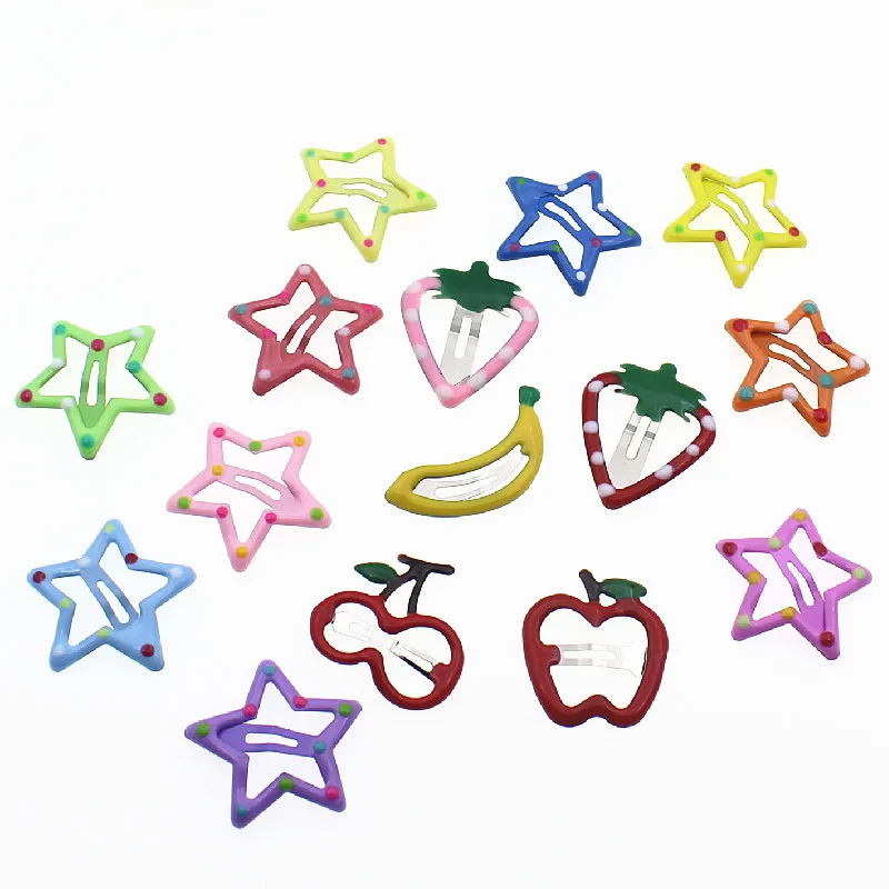 10Pcs/Set Solid Color Star Hair Clips for Kids Girls Headwear Alloy