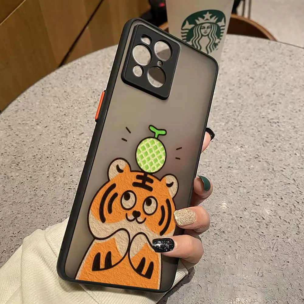 thumbnail image 1 of Funda de teléfono mate para OPPO Realme 10 9 9I 8 8I 7 7I 6 5 FIND X3 X4 PRO 4G 5G Funda Coque Capa Shell lindo pequeño tigre, 1 of 5