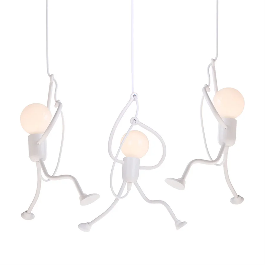 

Nordic Creative Climbing Doll LED Pendant Light Restaurant Bedroom Children's Room Gift Pendant Lamp E27 Hanging Light