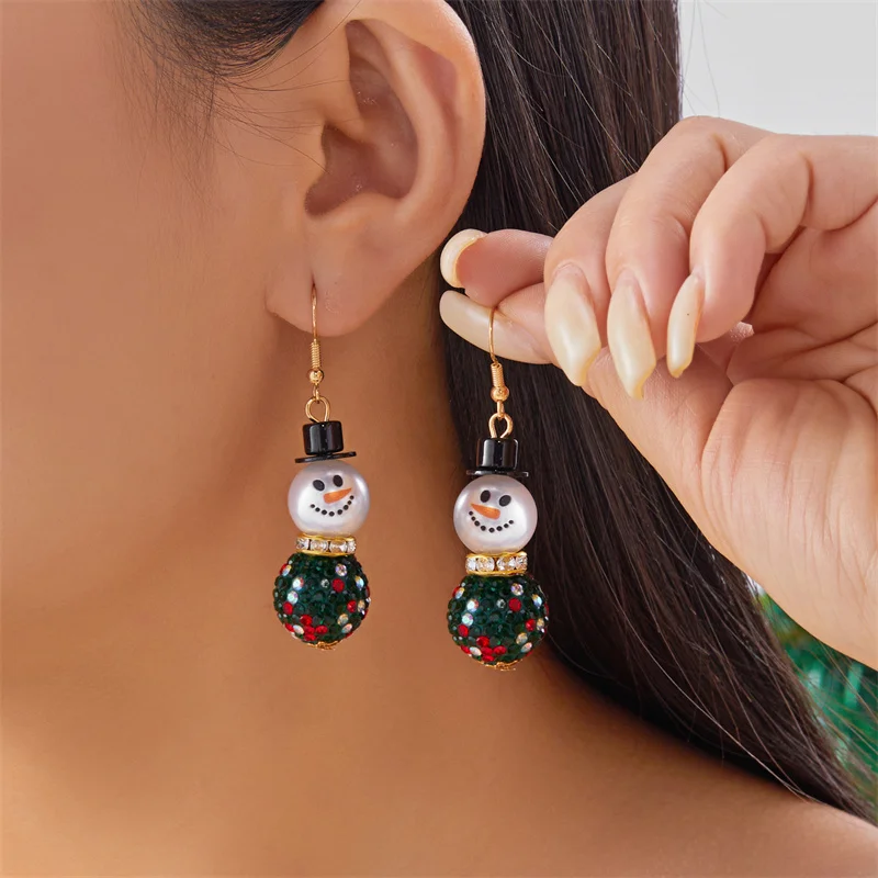 Design Sinn Strass Santa Claus Baumeln Ohrringe für Frauen Rot Grün Kristall Tropfen Ohrringe Freundschaft Neue Jahr Party Schmuck – Detail 9