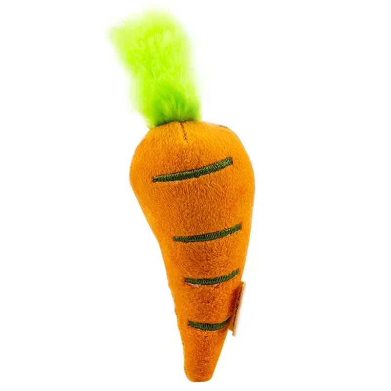 1pc Sounding Puppy Dog Chew Toy Fruit Vegetable Cartoon Carrot Squeak Toy for Cat Pets Plush Toys Small Dog Toy Animal Plush
